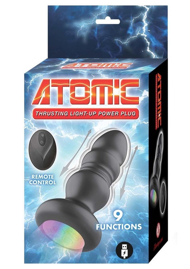 Atomic Thrusting Light-Up Rechargeable Silicone Power Plug - Black