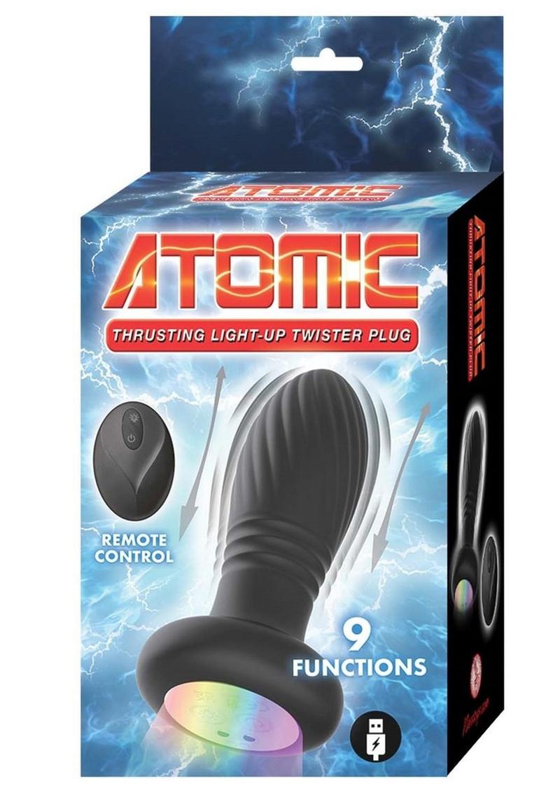 Atomic Thrusting Light-Up Twister Rechargeable Silicone Plug - Black