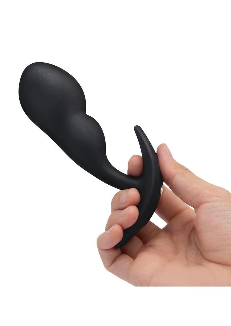 B-Vibe Remote Control P-Spot Rechargeable Silicone Snug Plug 145g - Black