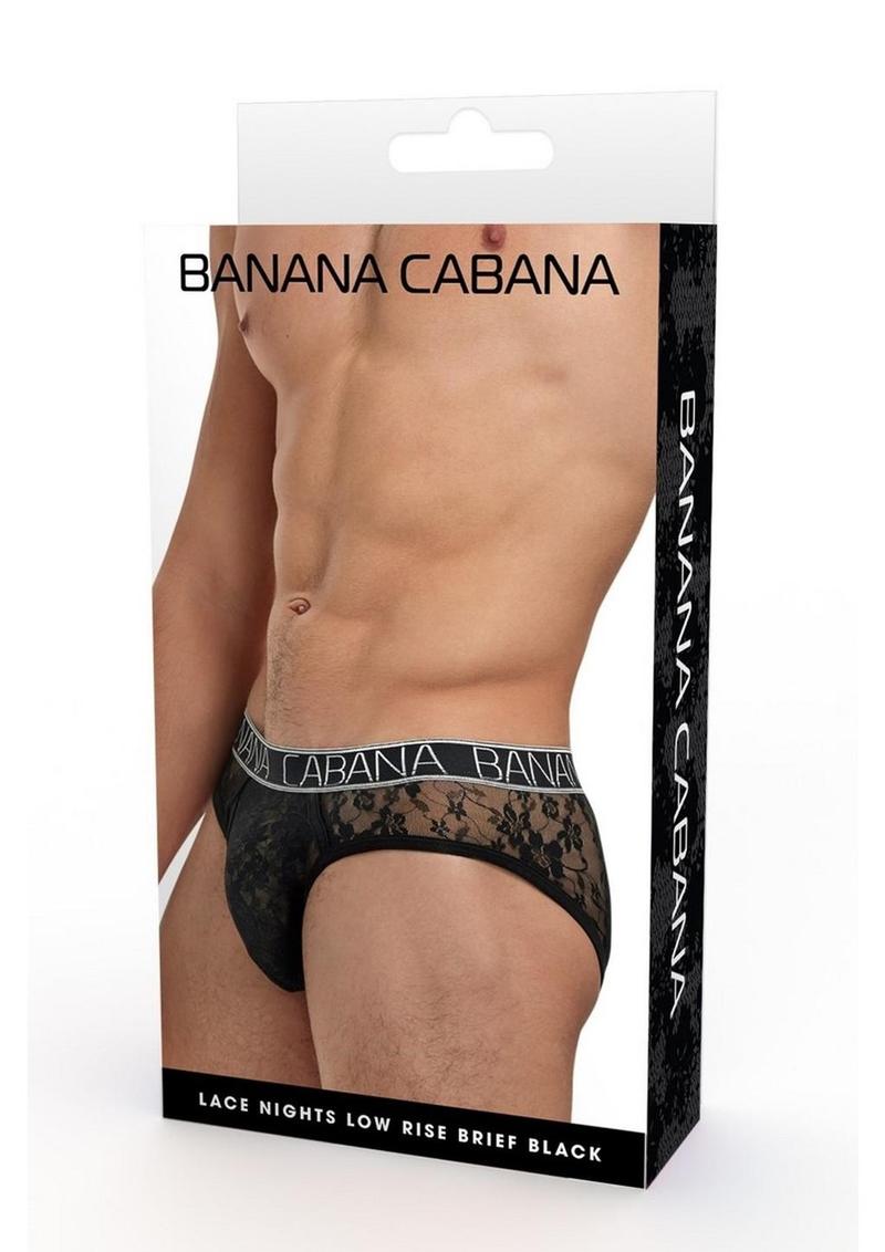 Banana Cabana Lace Nights Low Rise Brief - Black - Medium/Small