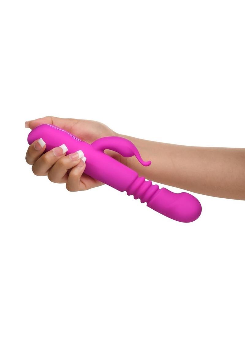 Bang! Thrusting Rechargeable Silicone Rabbit Vibrator - Purple