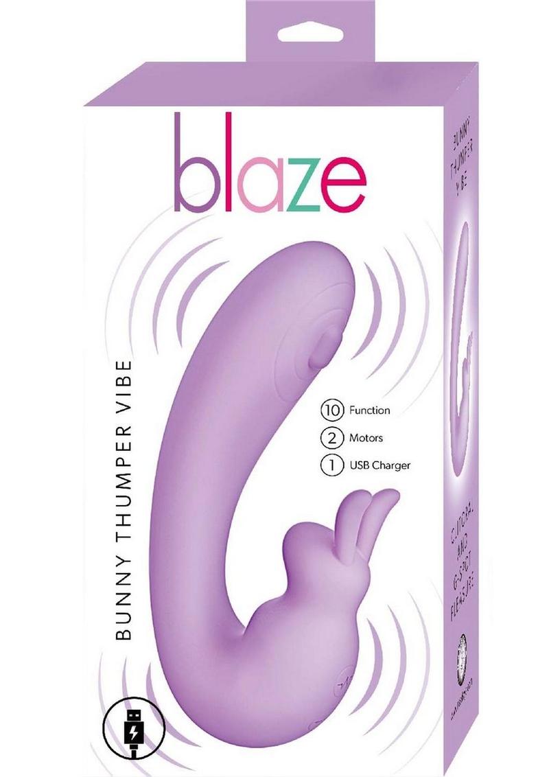 Blaze Bunny Thumper Rechargeable Silicone Vibrator - Lavender/Purple