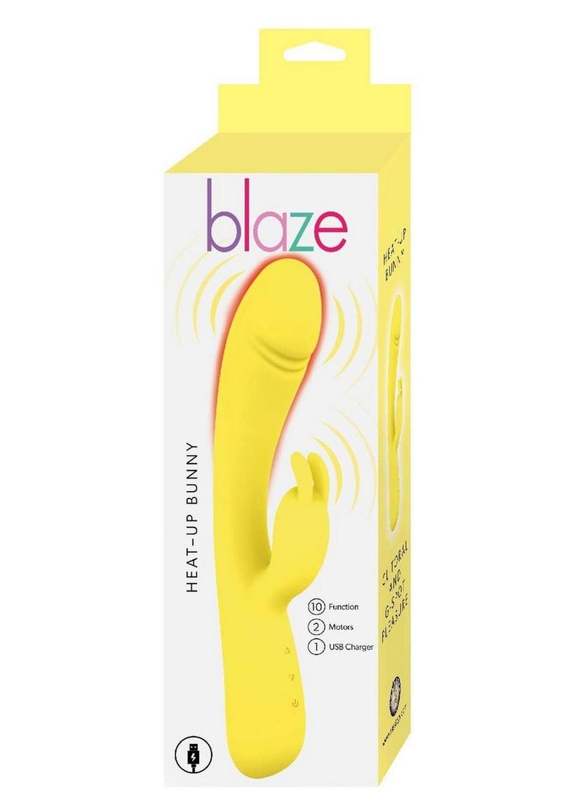 Blaze Heat Up Bunny Rechargeable Silicone Vibrator - Yellow