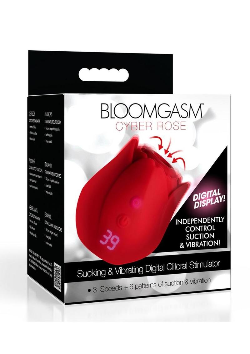 Bloomgasm Cyber Rose Sucking and Vibrating Digital Rechargeable Silicone Clitoral Stimulator - Red