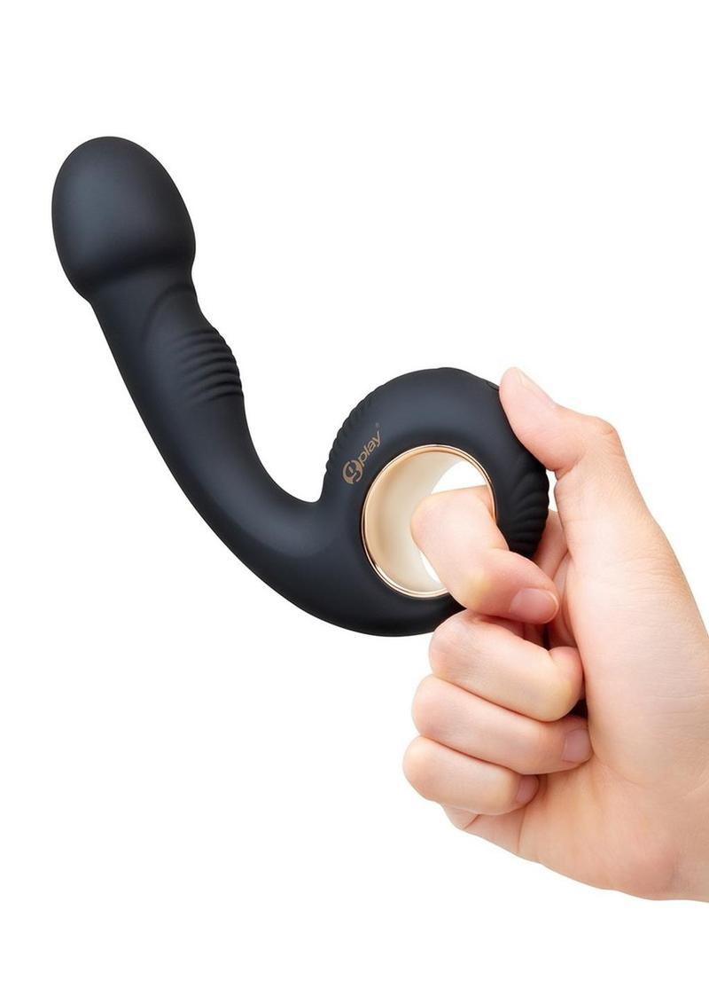 Bodywand G-Play Ergonomic Rechargeable Silicone Dual Motor Squirt Trainer Vibrator with Clitoral Stimulator - Black