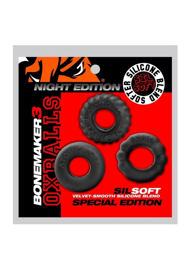 Bonemaker Cockrings Night Edition - Black - 3 Per Pack