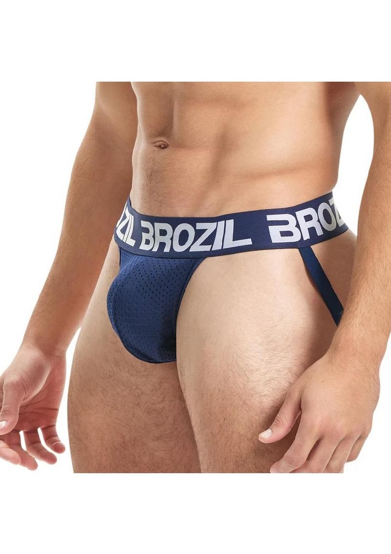 Brozil Ultra Bulge Enhancing Jockstrap - Blue/Navy Blue - Large/XLarge