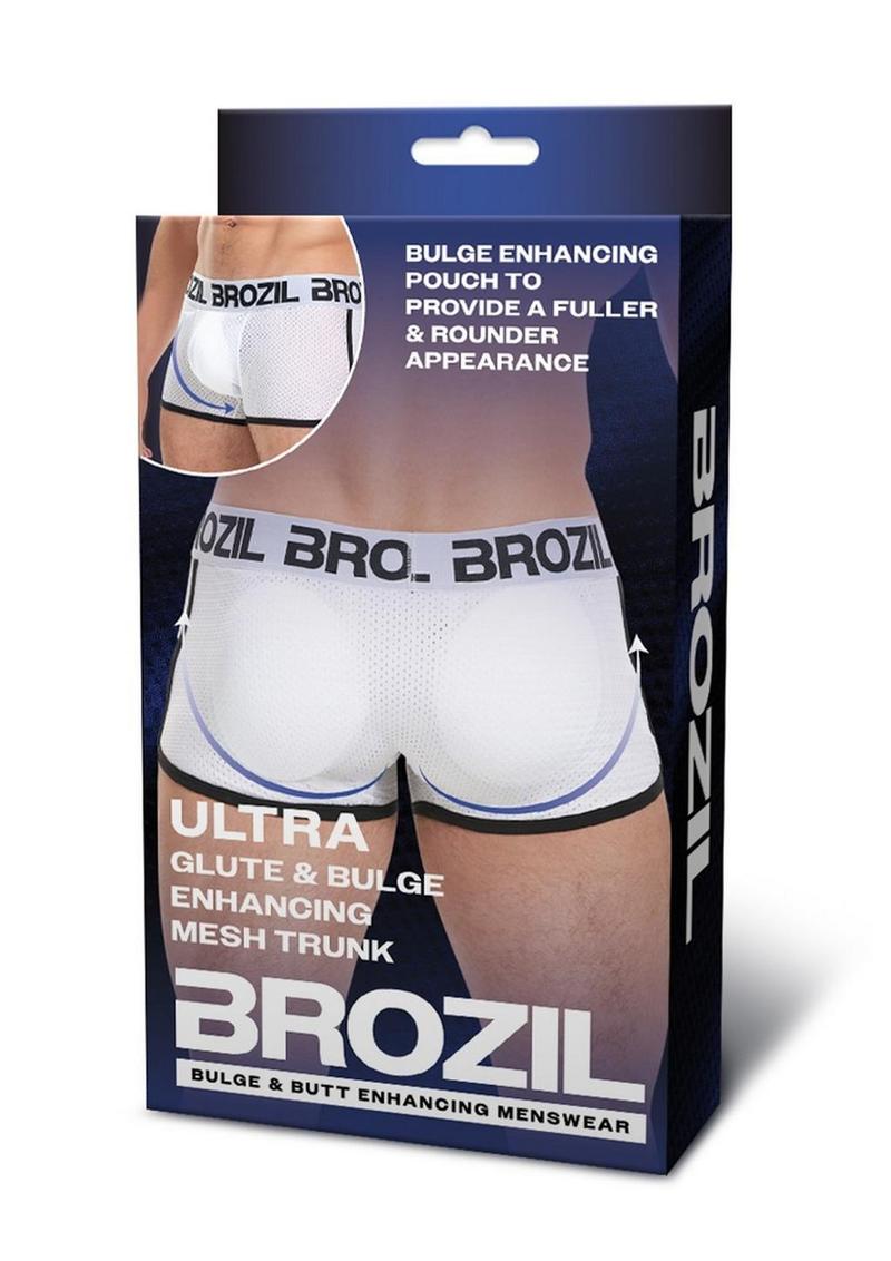 Brozil Ultra Glute and Bulge Enhancing Mesh Trunk - White - Medium/Small