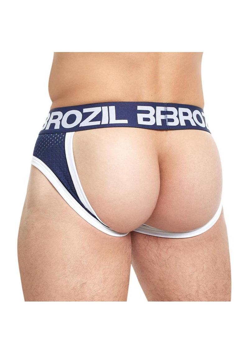 Brozil Ultra Sports Mesh Bulge Brief - Blue/Navy Blue - Medium/Small