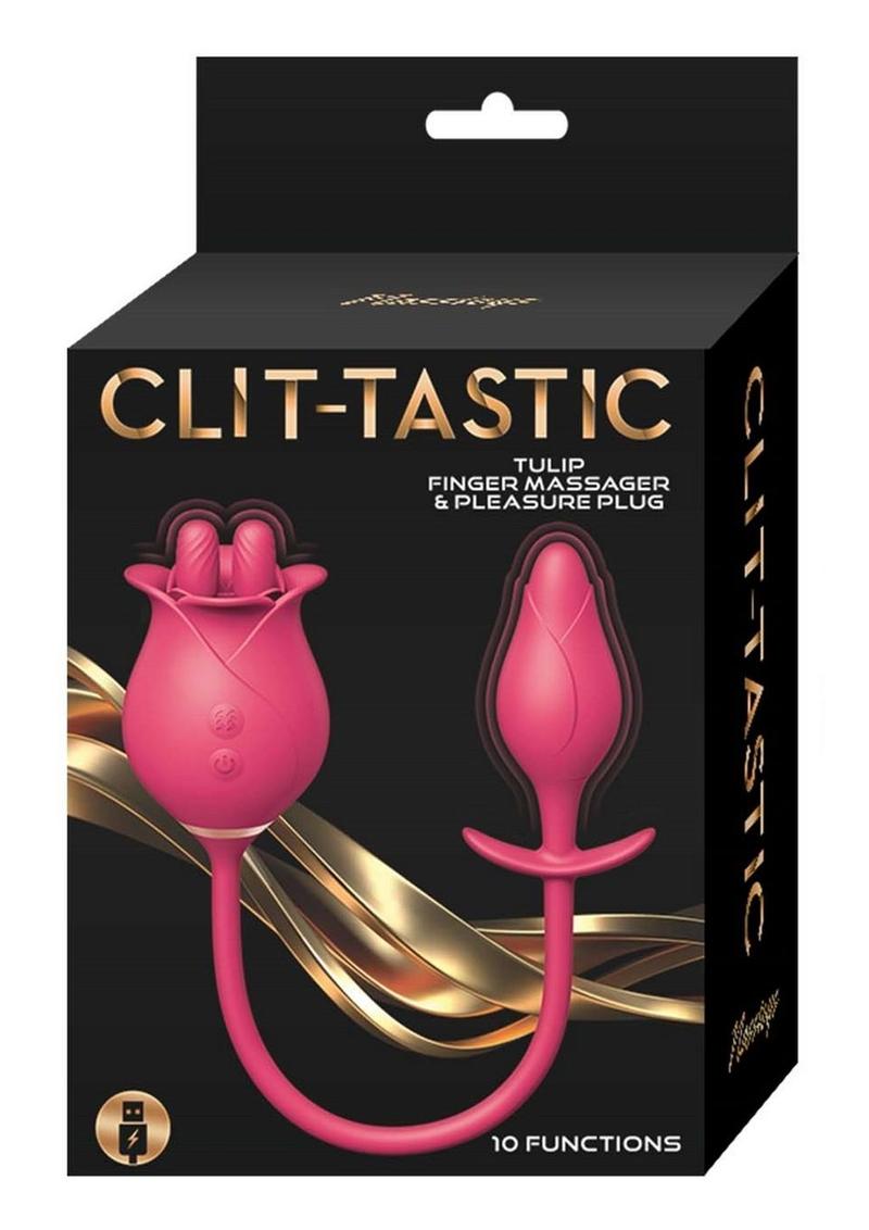 Clit-Tastic Tulip Finger Massager and Pleasure Plug - Red - Set