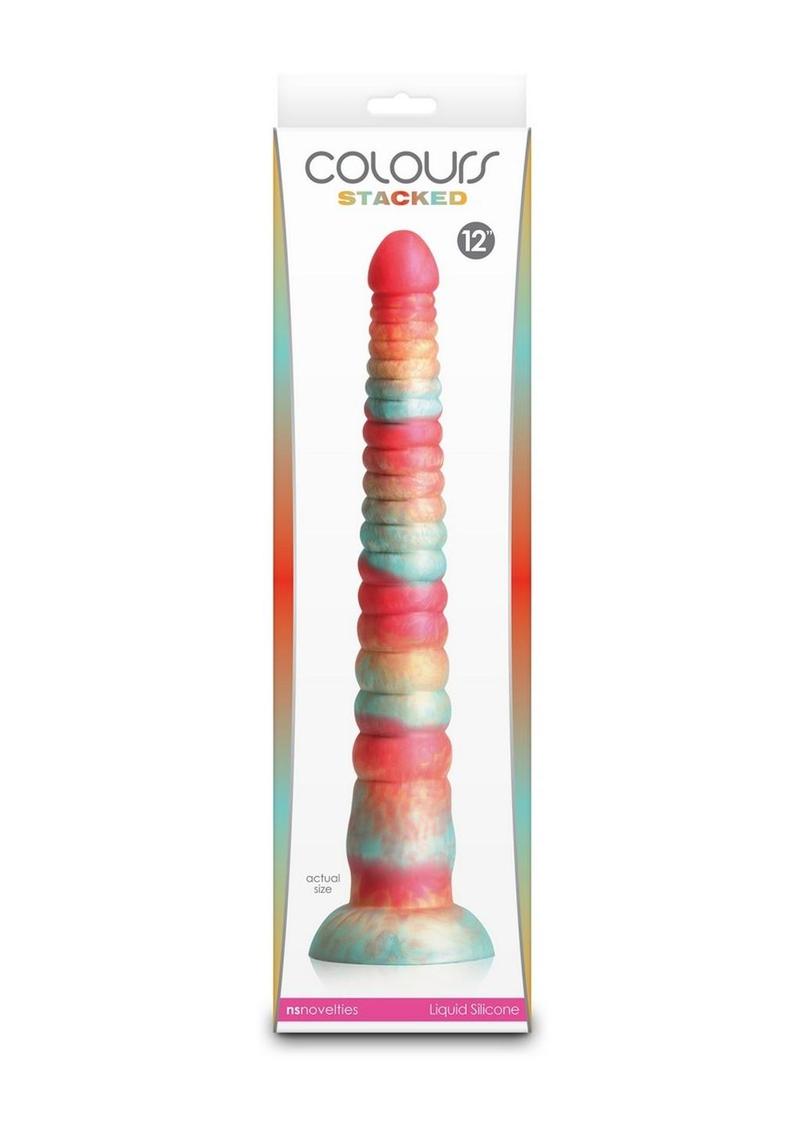 Colours Stacked Silicone Dildo - Gold/Red - 12in