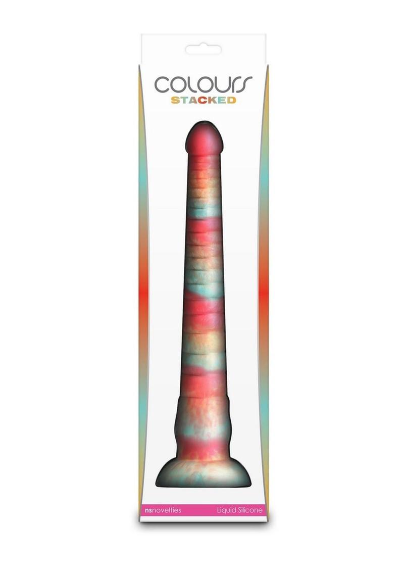 Colours Stacked Silicone Dildo - Gold/Red - 12in