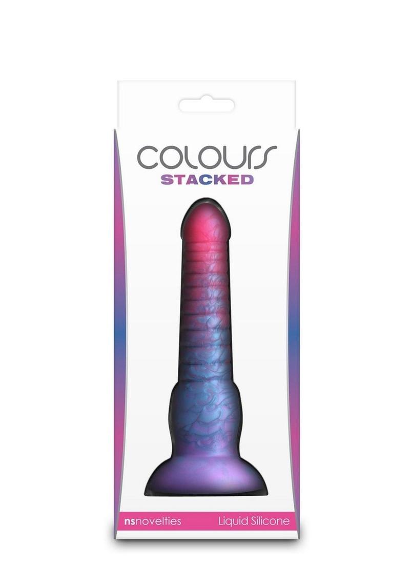 Colours Stacked Silicone Dildo - Blue/Pink - 6in