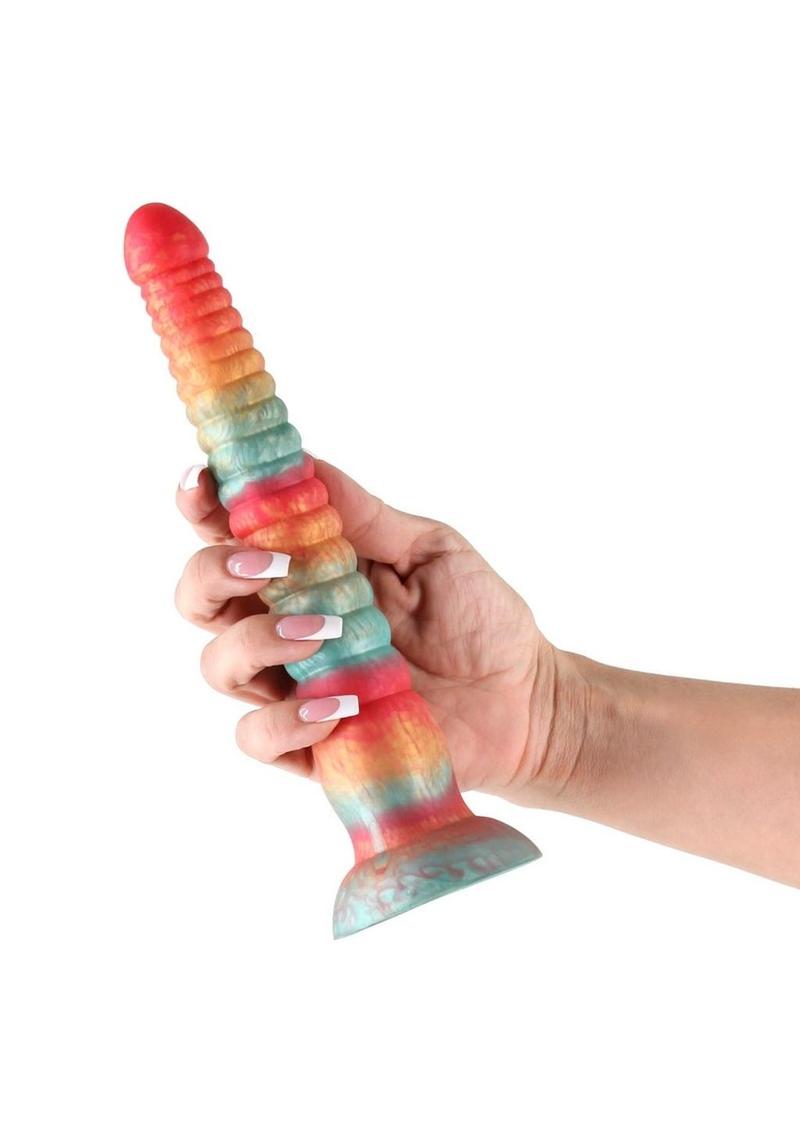 Colours Stacked Silicone Dildo - Gold/Red - 9in