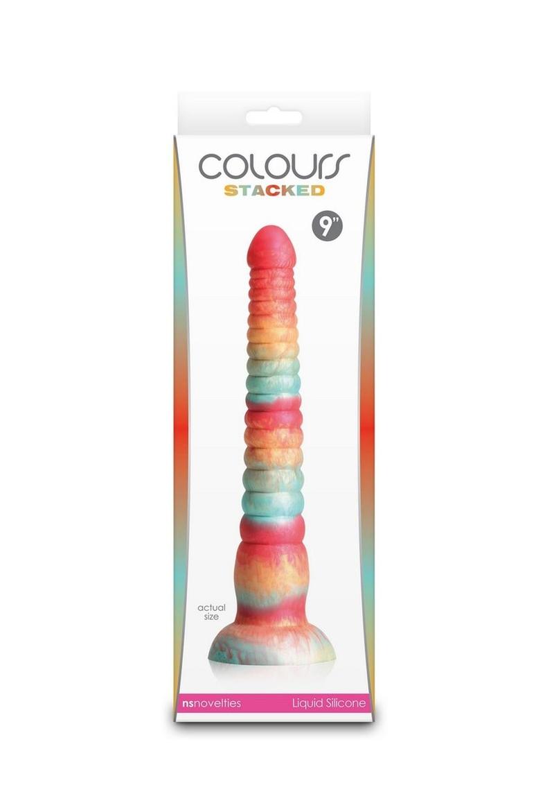 Colours Stacked Silicone Dildo - Gold/Red - 9in