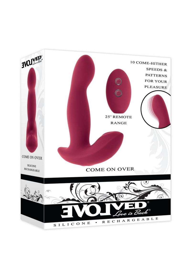 Come On Over Rechargeable Silicone Dual Vibrator with Remote Control - Red