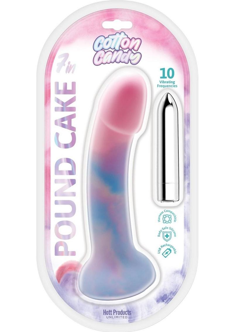 Cotton Candy Pound Cake Rechargeable Silicone Dong - Aqua/Blue/Fuschia/Pink