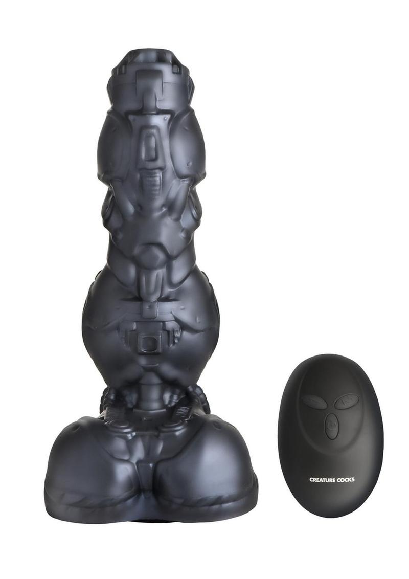 Creature Cock Thrusting and Vibrating Rechargeable Silicone Dildo - Gray/Grey