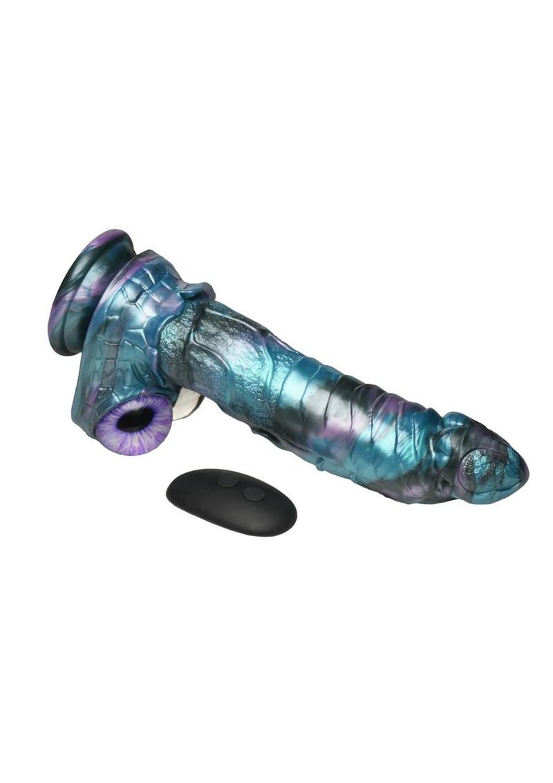 Creature Cocks Astro Thrust Vibrating Rechargeable Silicone Dildo - Black/Blue/Purple