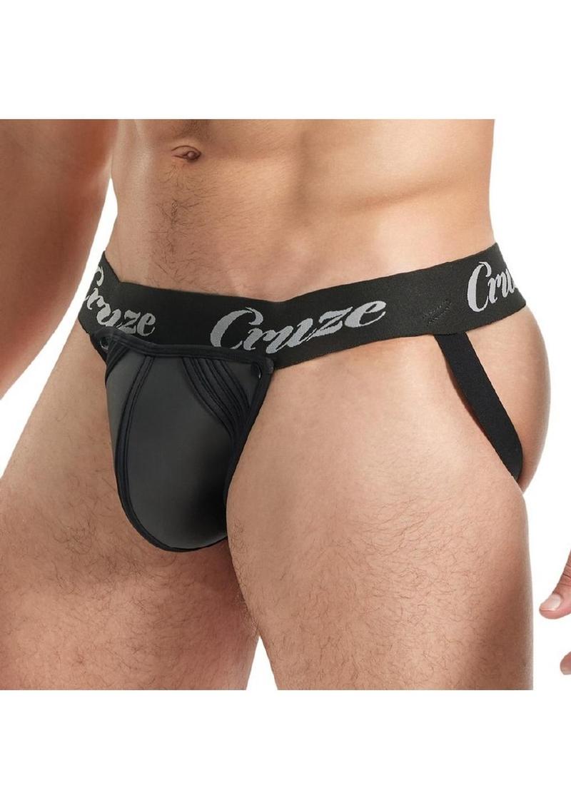 Cruze High Bar Jockstrap with Cock Ring - Black - Medium/Small