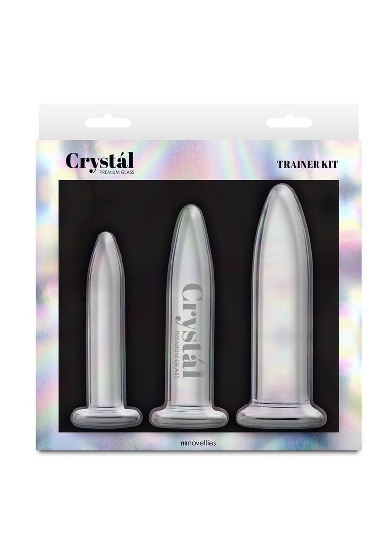 Crystal Trainer Glass Anal Plugs Kit - Clear - 3pc/Set