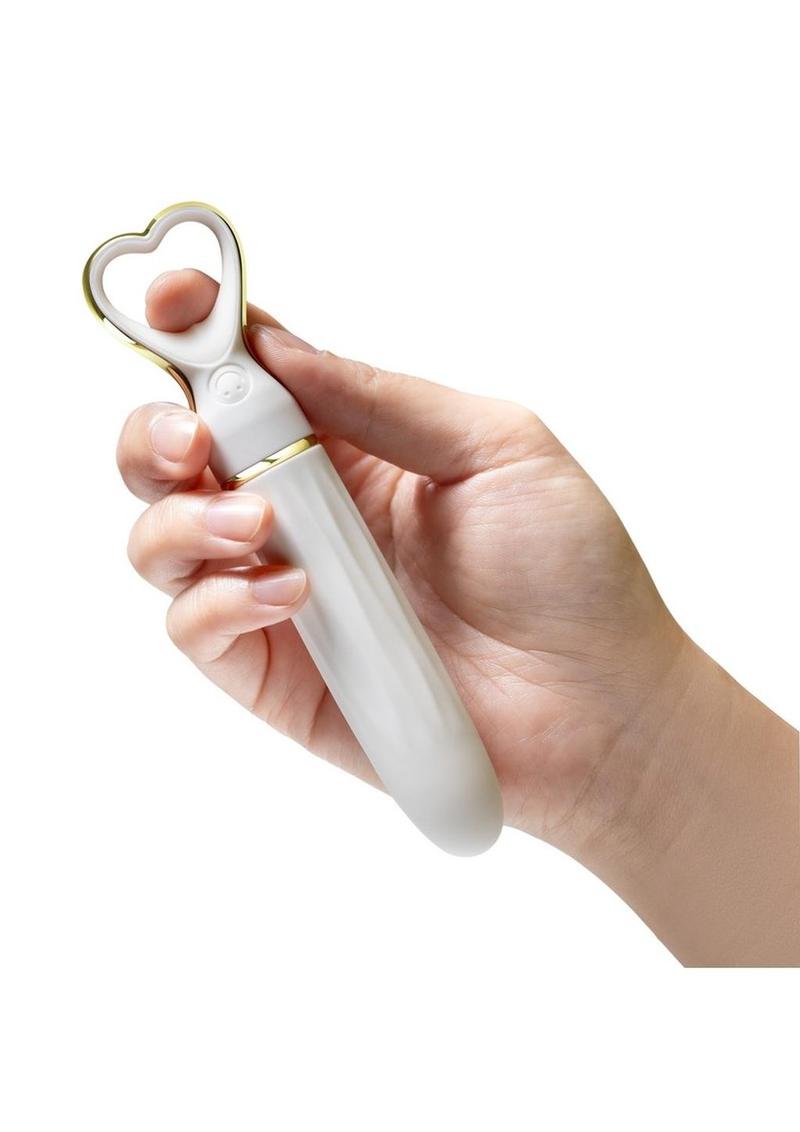 Delice Heartthrob Rechargeable Silicone Vibrator - White Bouquet - White