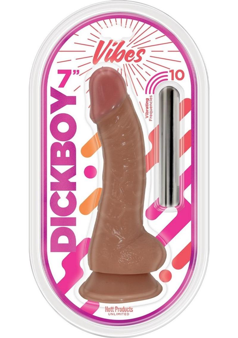 Dickboy Vibes Rechargeable Silicone Multi Speed Dildo - Caramel - 7in