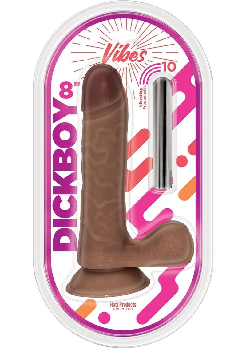 Dickboy Vibes Rechargeable Silicone Multi Speed Dildo - Chocolate - 8in