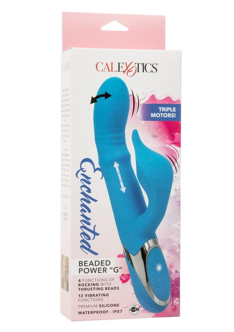 Enchanted Beaded Power G Rechargeable Silicone G-Spot Dual Vibrator - Blue