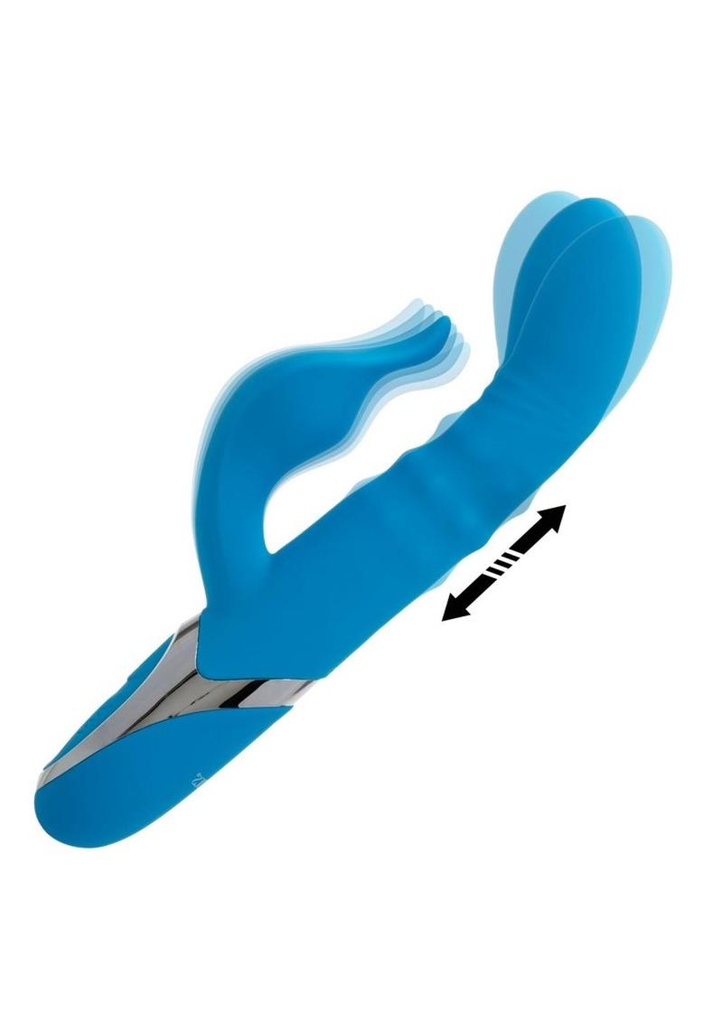 Enchanted Beaded Power G Rechargeable Silicone G-Spot Dual Vibrator - Blue