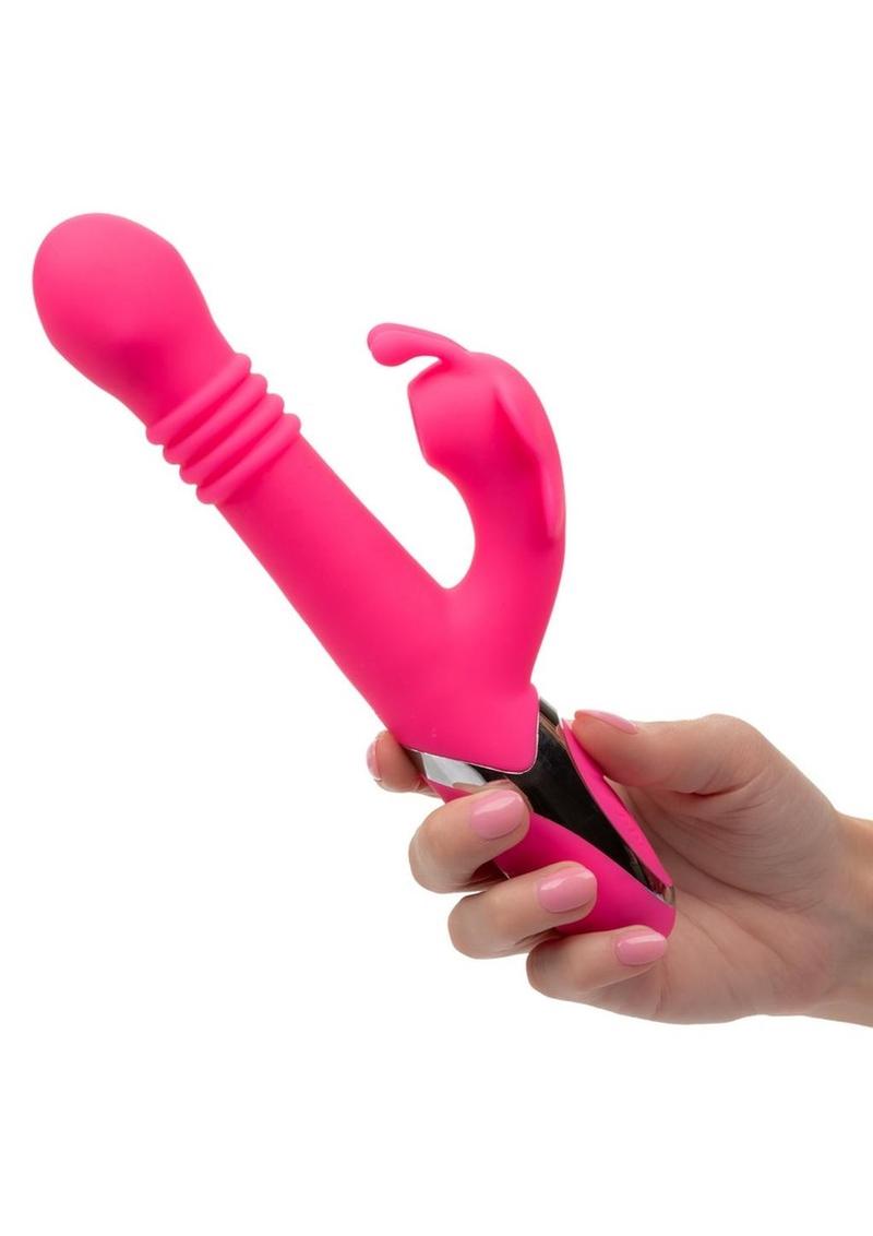 Enchanted Kissing Butterfly Rechargeable Silicone Thrusting and Rotating Vibrator with Clitoral Stimulator