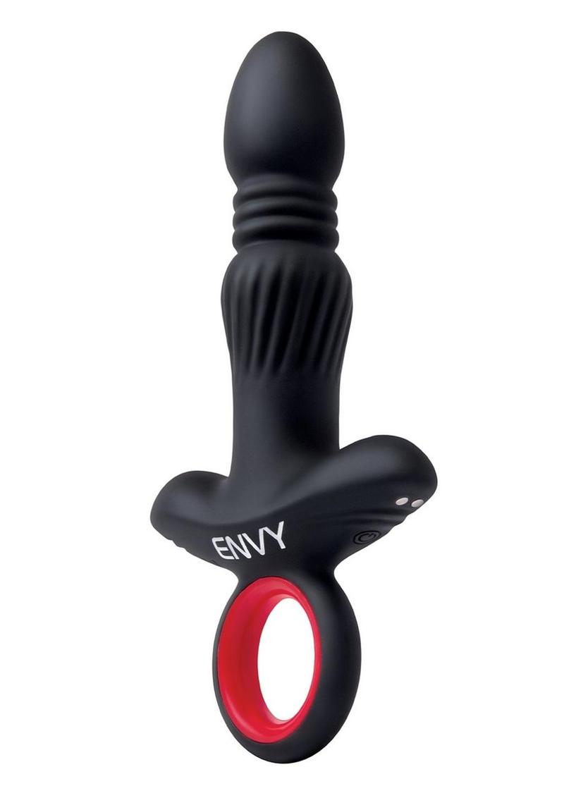 Envy Vibrating Silicone Rechargeable Thrusting Assifier - Black