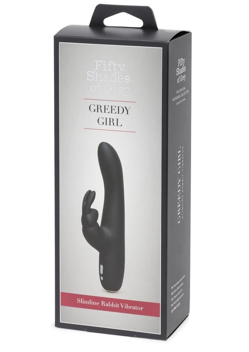 Fifty Shades Of Grey Greedy Girl Rechargeable Slimline Rabbit Vibrator - Black