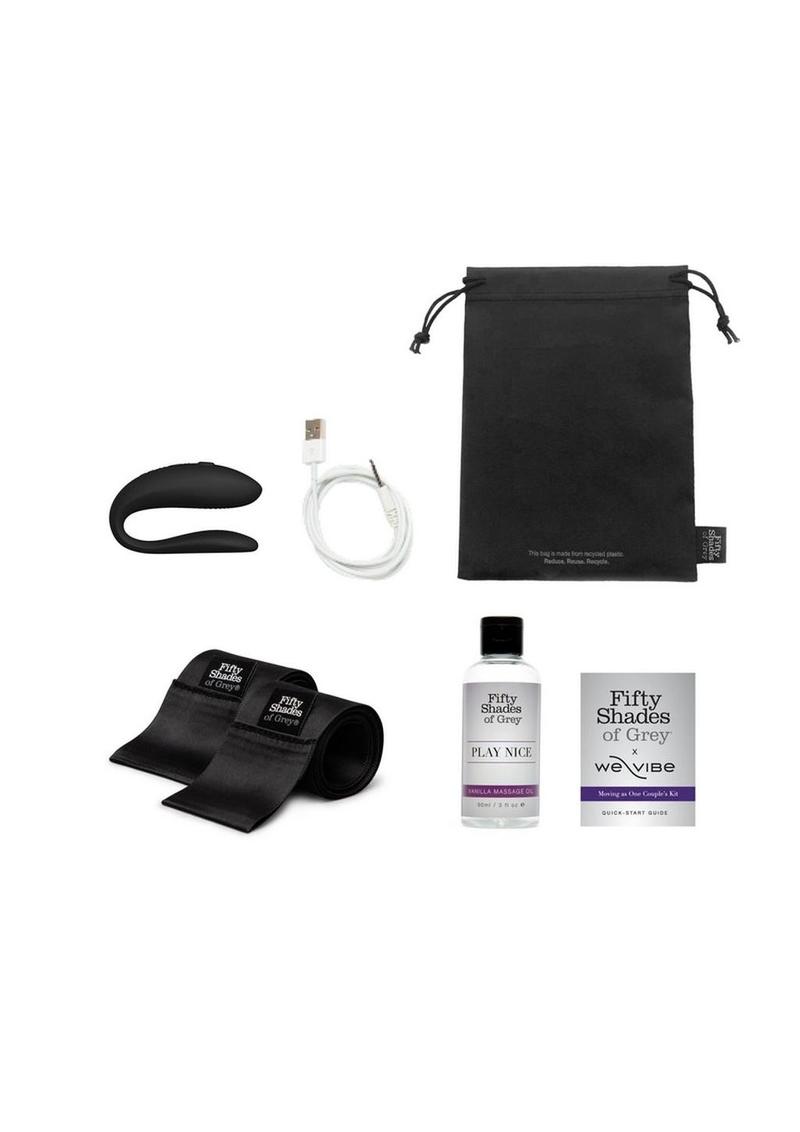 Fifty Shades Of Grey X We-Vibe Moving As One Rechargeable Silicone Couples Kit - Black