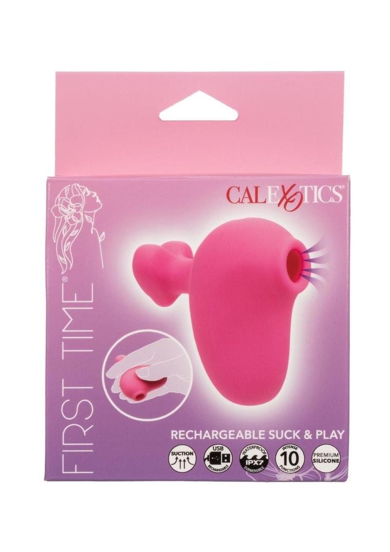 First Time Rechargeable Silicone Suck and Play Clitoral Stimulator - Pink