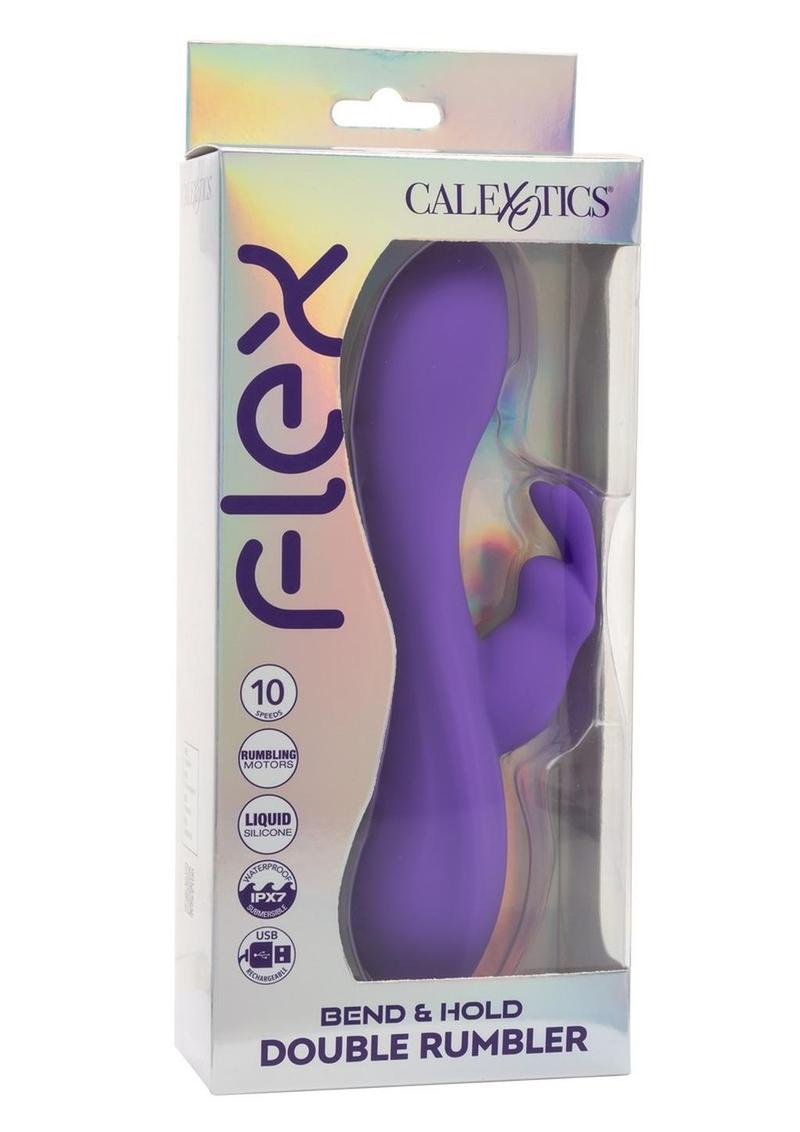 Flex Bend and Hold Double Rumbler Rechargeable Silicone Vibrator - Purple