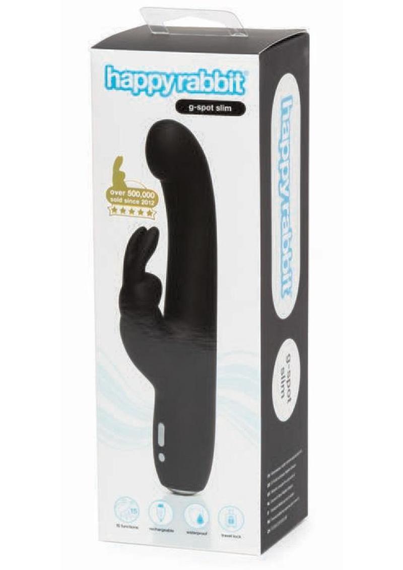 Happy Rabbit Slimline G-Spot Silicone Rabbit Vibrator - Black