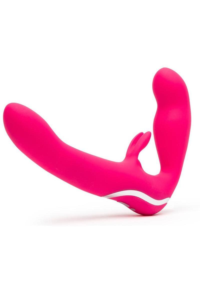 Happy Rabbit Strapless Strap-On Silicone Rabbit Vibrator - Pink