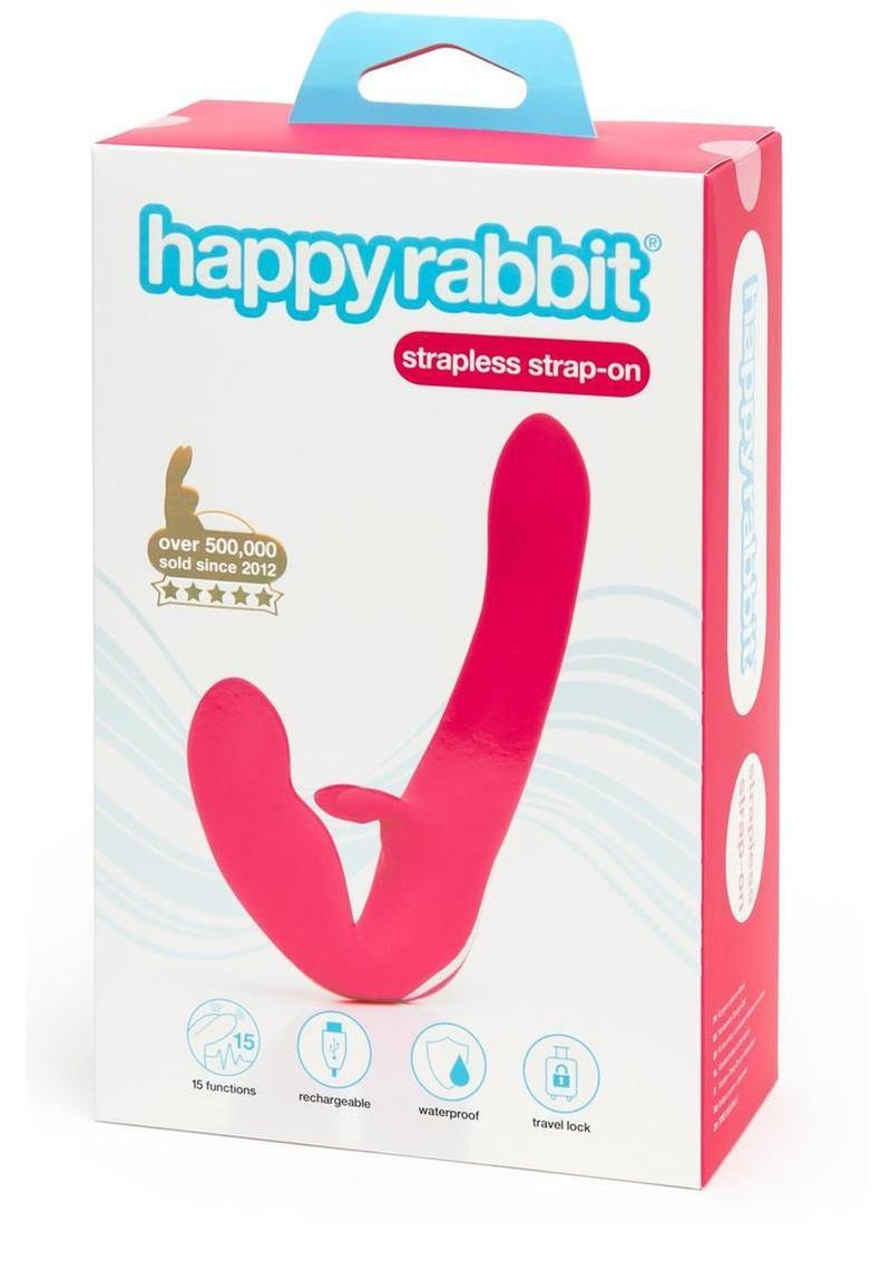 Happy Rabbit Strapless Strap-On Silicone Rabbit Vibrator - Pink