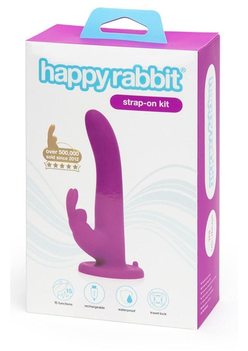 Happy Rabbit Vibrating Strap-On Silicone Vibrating Harness - Purple - Set