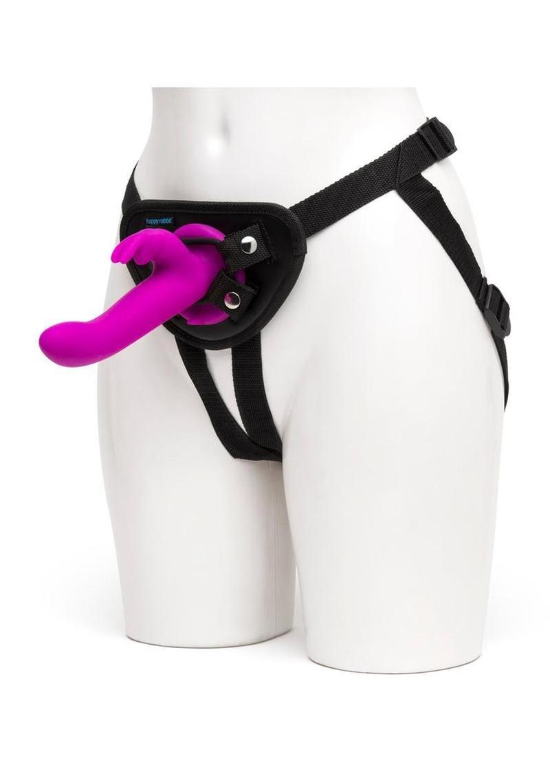 Happy Rabbit Vibrating Strap-On Silicone Vibrating Harness - Purple - Set