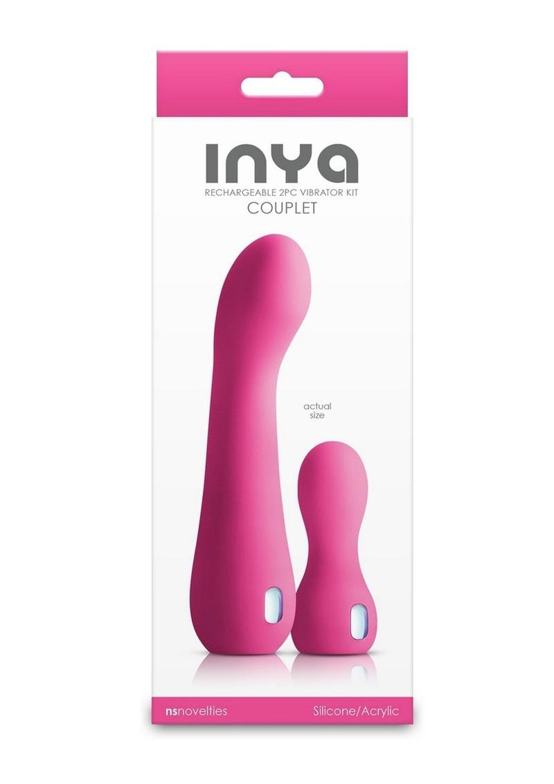 Inya Couplet Rechargeable Silicone Vibrators - Pink - 2pc/Set