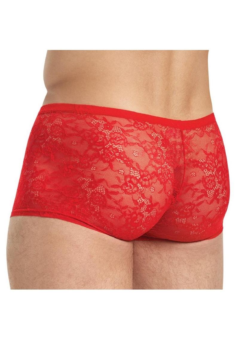 Lace King Lace Boxers - Red - Large/XLarge