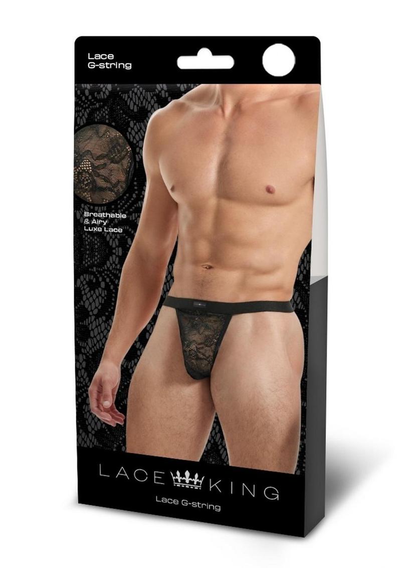 Lace King Lace G-String - Black - Large/Medium