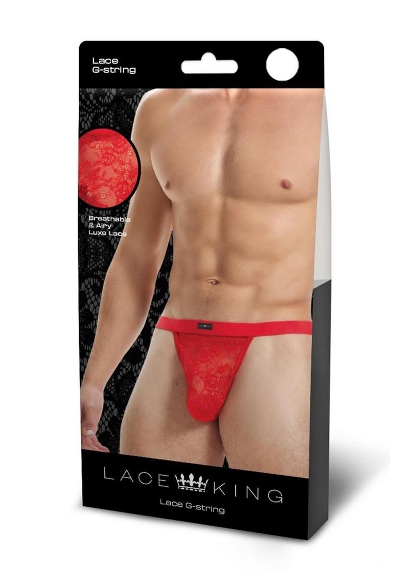 Lace King Lace G-String - Red - Large/Medium