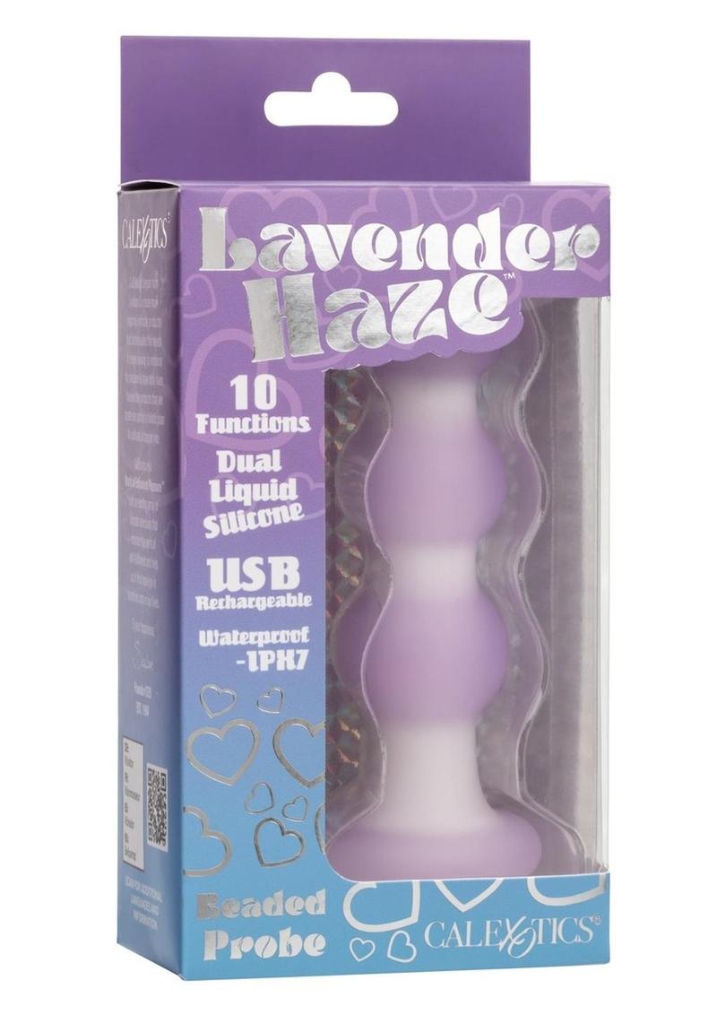 Lavender Haze Beaded Probe Silicone Rechargeable Anal Plug - Purple/White