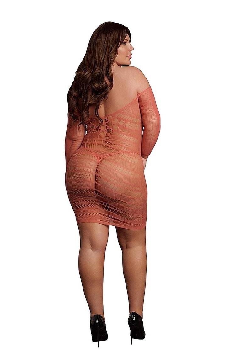 Le Desir Long Sleeved Net Mini Dress - Queen - Sunset Glow