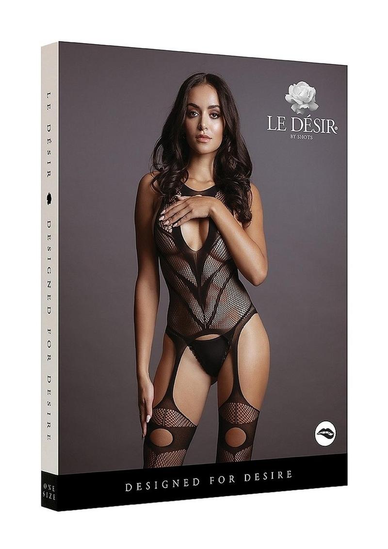 Le Desire Suspender Bodystocking - Black - One Size