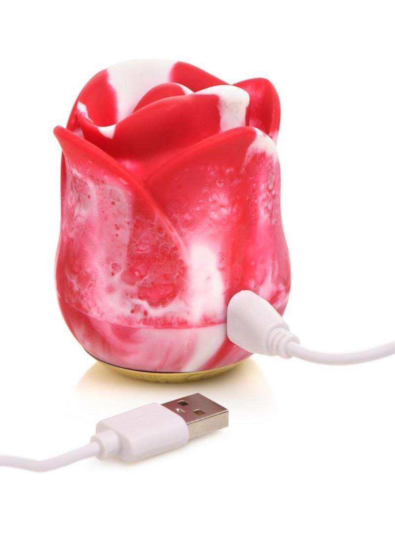 Lickgasm Sweet Kiss Kissing and Vibrating Rechargeable Silicone Clitoral Stimulator - Red/White Swirl