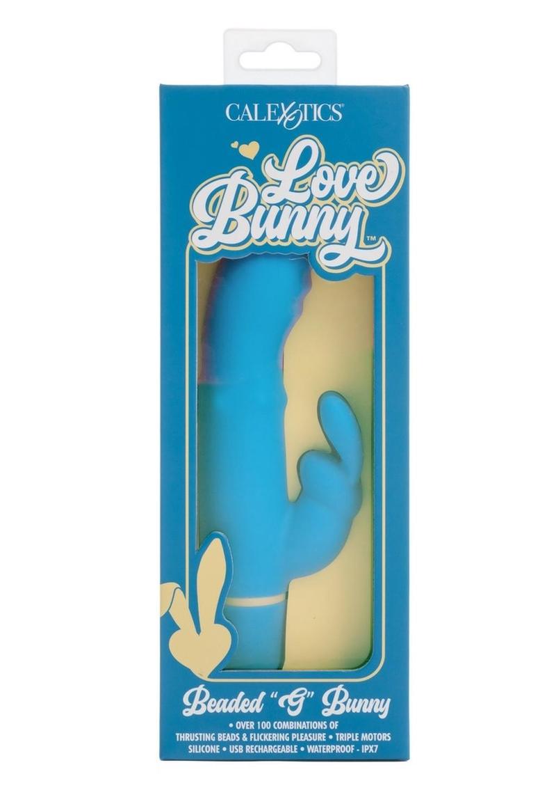 Love Bunny Beaded G Bunny Rechargeable Silicone Beaded Motion G-Spot Rabbit Vibrator - Blue/Yellow